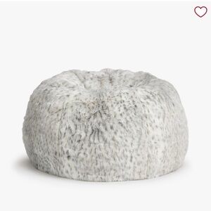 PB Teen Grey/Black/White Leopard faux fur bean bag COVER ONLY NWOT size small